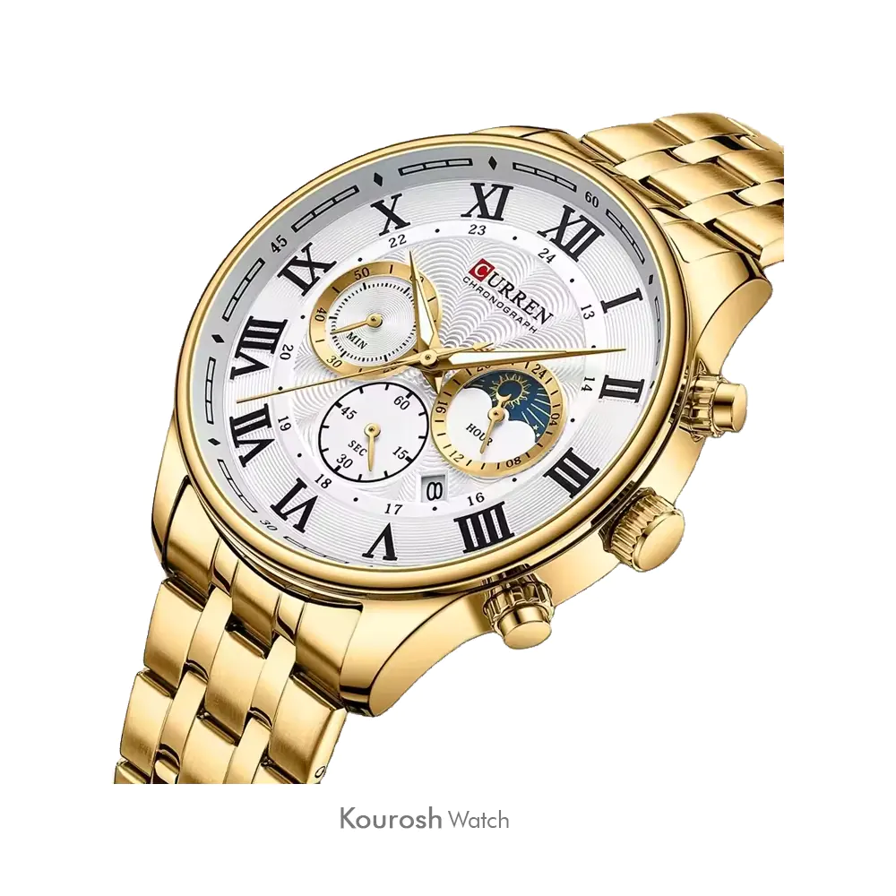 ساعت مچی مردانه کارن مدل 8427gold-white-2